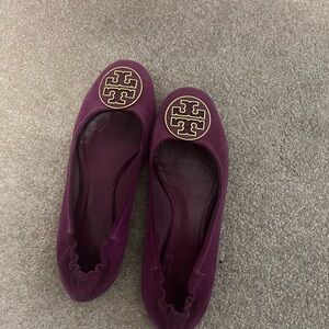 Tory Burch Purple Flats with Gold Medallion